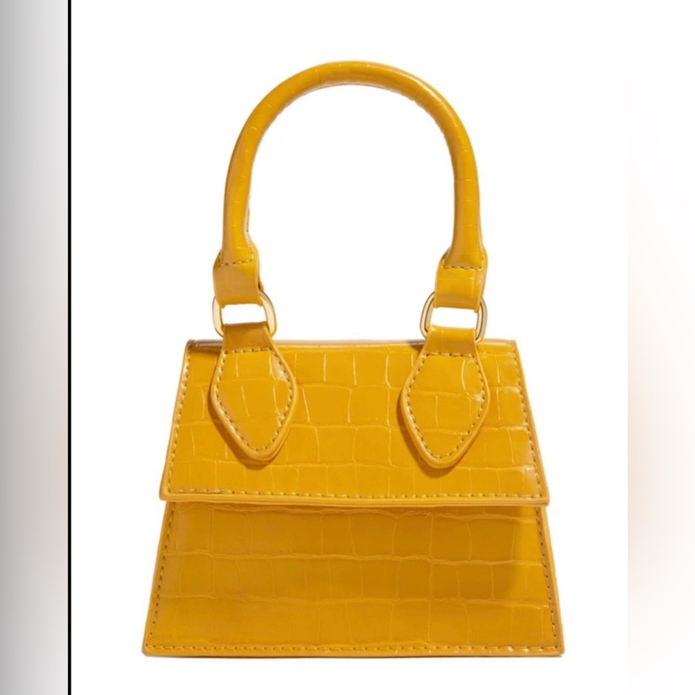 Yellow Croc-Embossed Handbag